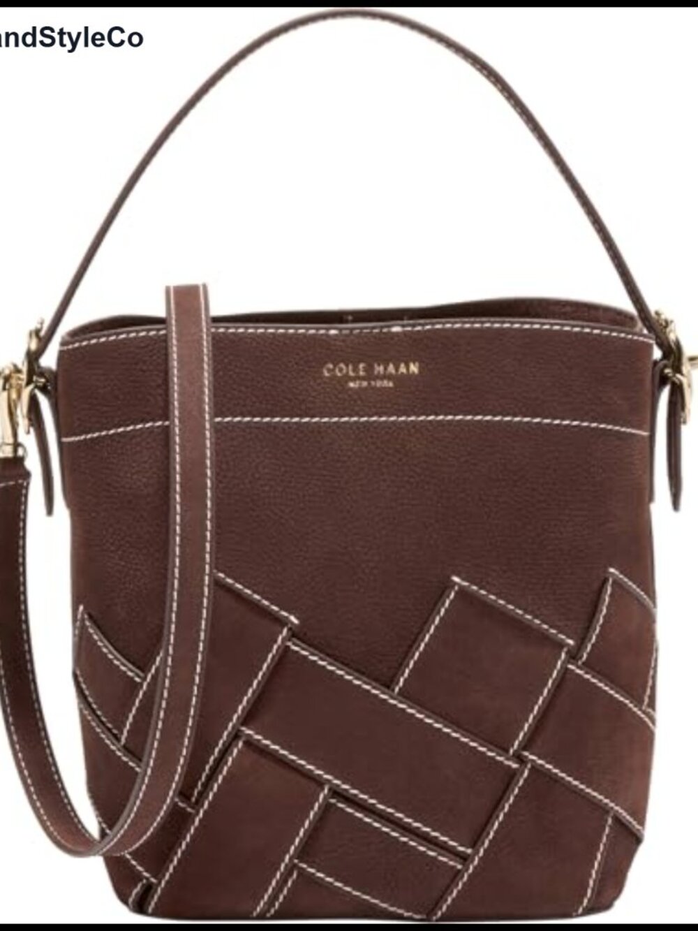 Women's Small Bucket Crossbody Bag Adjustable Strap Nubuck Woven